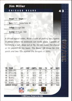 2002 Score - Scorecard #43 Jim Miller Back