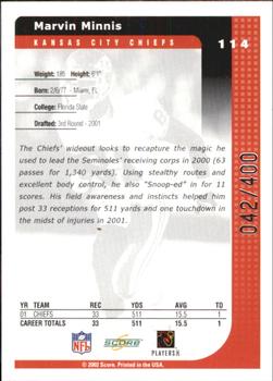 2002 Score - Scorecard #114 Marvin Minnis Back