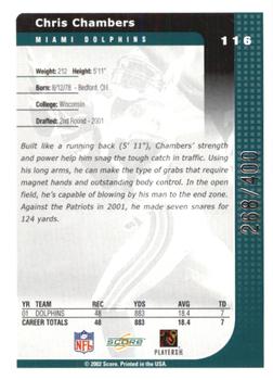 2002 Score - Scorecard #116 Chris Chambers Back