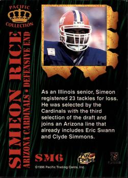 1996 Pacific Invincible - Smash-Mouth #SM6 Simeon Rice Back