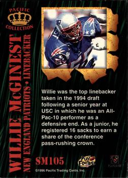1996 Pacific Invincible - Smash-Mouth #SM105 Willie McGinest Back