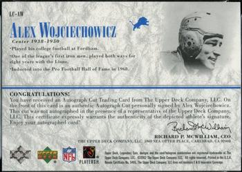 2002 SP Legendary Cuts - Autograph Cuts #LC-AW Alex Wojciechowicz Back