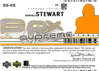 2002 SPx - Supreme Signatures #SS-KS Kordell Stewart Back