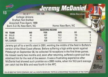 2002 Topps - Topps Collection #13 Jeremy McDaniel Back