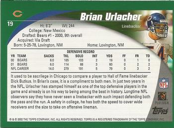 2002 Topps - Topps Collection #19 Brian Urlacher Back