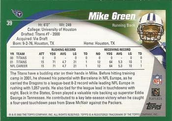 2002 Topps - Topps Collection #39 Mike Green Back