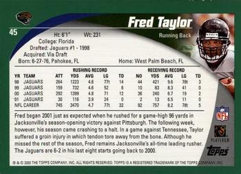 2002 Topps - Topps Collection #45 Fred Taylor Back