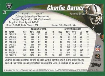 2002 Topps - Topps Collection #52 Charlie Garner Back