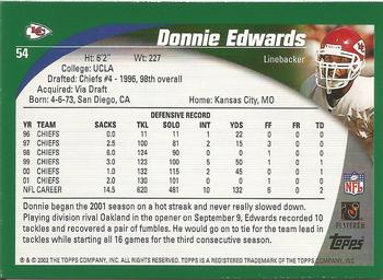 2002 Topps - Topps Collection #54 Donnie Edwards Back