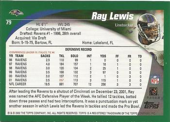 2002 Topps - Topps Collection #79 Ray Lewis Back