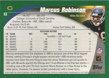 2002 Topps - Topps Collection #93 Marcus Robinson Back