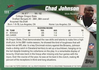 2002 Topps - Topps Collection #111 Chad Johnson Back