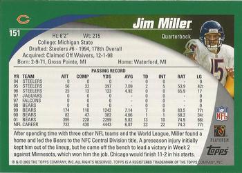 2002 Topps - Topps Collection #151 Jim Miller Back