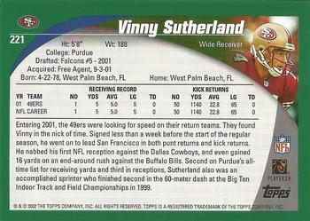 2002 Topps - Topps Collection #221 Vinny Sutherland Back