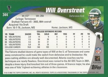 2002 Topps - Topps Collection #344 Will Overstreet Back