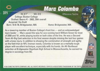 2002 Topps - Topps Collection #371 Marc Colombo Back