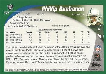 2002 Topps - Topps Collection #372 Phillip Buchanon Back