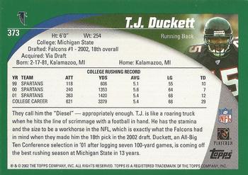 2002 Topps - Topps Collection #373 T.J. Duckett Back