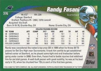 2002 Topps - Topps Collection #376 Randy Fasani Back