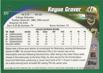 2002 Topps - Topps Collection #377 Keyuo Craver Back