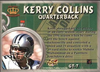 1996 Pacific Litho-Cel - Game Time #GT-7 Kerry Collins Back
