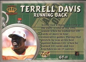 1996 Pacific Litho-Cel - Game Time #GT-11 Terrell Davis Back