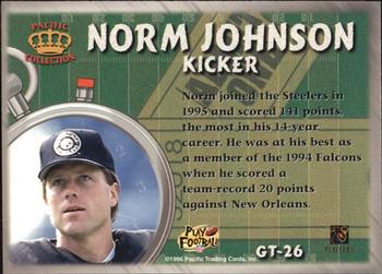 1996 Pacific Litho-Cel - Game Time #GT-26 Norm Johnson Back