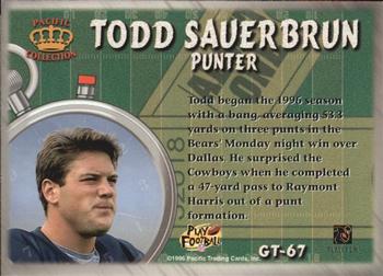 1996 Pacific Litho-Cel - Game Time #GT-67 Todd Sauerbrun Back