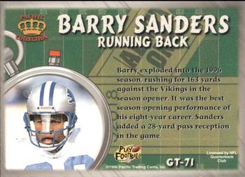 1996 Pacific Litho-Cel - Game Time #GT-71 Barry Sanders Back