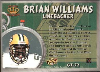1996 Pacific Litho-Cel - Game Time #GT-72 Brian Williams Back