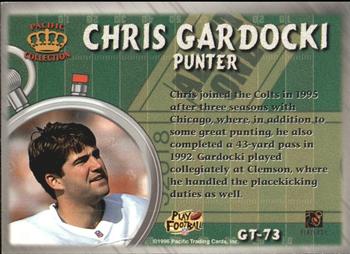 1996 Pacific Litho-Cel - Game Time #GT-73 Chris Gardocki Back