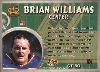 1996 Pacific Litho-Cel - Game Time #GT-80 Brian Williams Back
