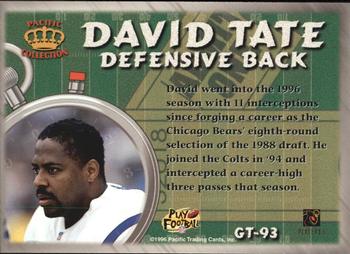 1996 Pacific Litho-Cel - Game Time #GT-93 David Tate Back