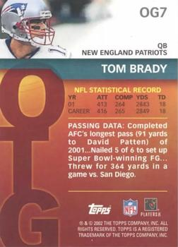 2002 Topps - Own the Game #OG7 Tom Brady Back