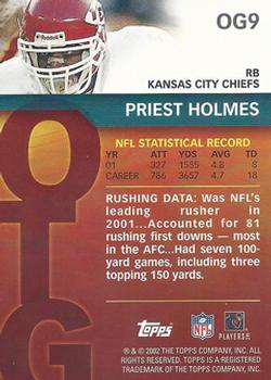 2002 Topps - Own the Game #OG9 Priest Holmes Back