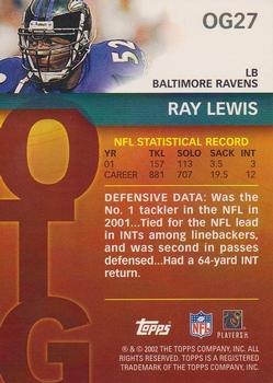 2002 Topps - Own the Game #OG27 Ray Lewis Back