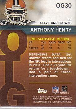 2002 Topps - Own the Game #OG30 Anthony Henry Back