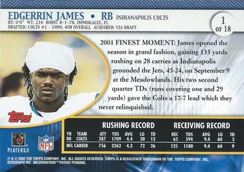 2001 Topps Pro Bowl Card Show #1 Edgerrin James Back