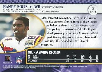 2001 Topps Pro Bowl Card Show #2 Randy Moss Back