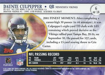 2001 Topps Pro Bowl Card Show #6 Daunte Culpepper Back