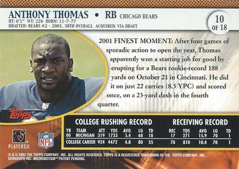 2001 Topps Pro Bowl Card Show #10 Anthony Thomas Back