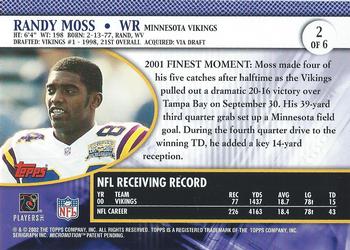 2001 Topps Pro Bowl Card Show - Jumbos #2 Randy Moss Back