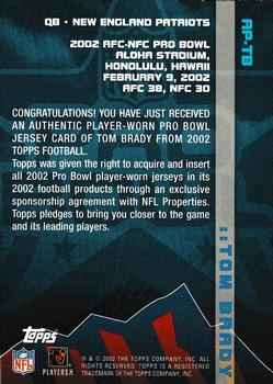 2002 Topps - Pro Bowl Jerseys #AP-TB Tom Brady Back