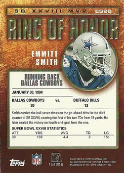 2002 Topps - Ring of Honor #ES28 Emmitt Smith Back