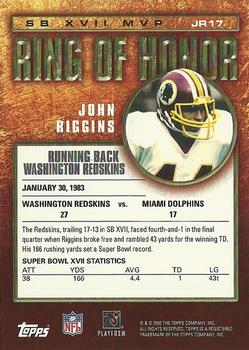 2002 Topps - Ring of Honor #JR17 John Riggins Back