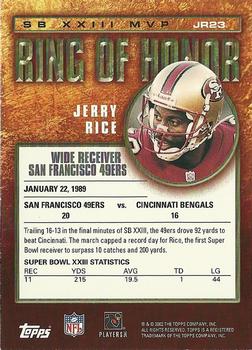 2002 Topps - Ring of Honor #JR23 Jerry Rice Back