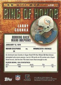 2002 Topps - Ring of Honor #LC8 Larry Csonka Back