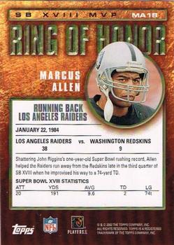 2002 Topps - Ring of Honor #MA18 Marcus Allen Back