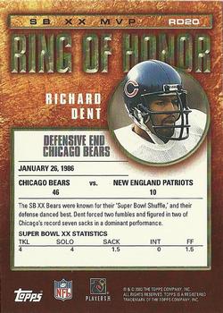 2002 Topps - Ring of Honor #RD20 Richard Dent Back