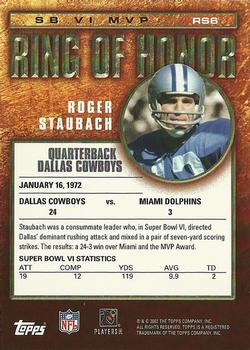 2002 Topps - Ring of Honor #RS6 Roger Staubach Back